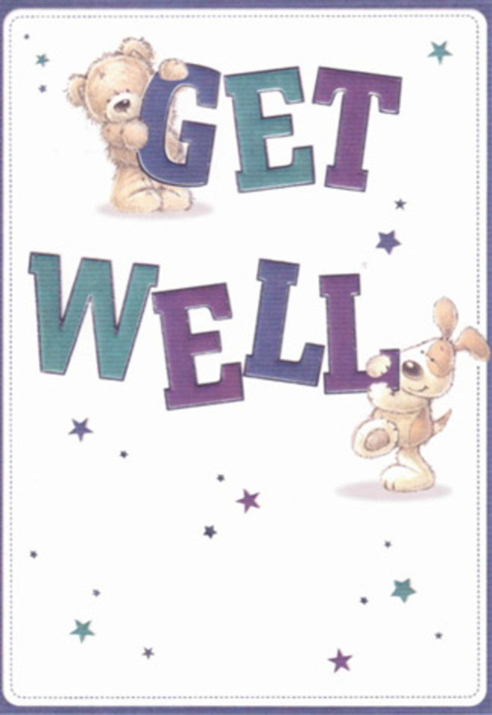 Overflowing with playful encouragement, this get well card features the whimsical companionship of a bear and a puppy-each captured with endearing detail and emotive warmth, much like the artisanal spirit alive in Spitalfields. The stars, scattered in jewel-toned purples and blues, seem to float around the pair, carrying invisible wishes across the clean expanse of the card, reminiscent of the openness of Spitalfields Market on a quiet afternoon. The large, assertive letters in purples and aquas ground the celebratory design, suggesting unspoken reassurance and hope. There's a tactile quality in the rendering of the bear's soft fur and the puppy's velvet-smooth ears, evoking a comforting touch. It's easy to imagine sending this card alongside a hand-crafted bouquet from Flowers Spitalfields, with every element selected to lift a loved one's spirits during recovery. The light, buoyant mood fits any age, offering a moment of heartfelt cheer in the heart of East London.
