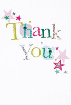 Radiant with jubilant colour and crafted charm, this thank you card feels right at home amid the vibrant tapestry of Spitalfields. The phrase 'Thank You' is stitched boldly across the front, each letter a canvas of different lively patterns-lime greens, azure blues, and delicate pinks weaving together like the fabric of local Spitalfields markets. Sprinkles of stars-magenta, golden, and teal-scatter across the design like confetti flung after an impromptu celebration in Elder Gardens. Layers of texture are evident throughout; some letters glint with a silver glitter that catches the natural light pouring through cafe windows on Brushfield Street, inviting touch as much as admiration. The crisp white background amplifies the colours and sparkle, making each element appear as if floating in bright daylight. The card is ripe with thoughtful design, reminiscent of the artistry and tradition alive in Spitalfields' floristry studios. Paired with a bold, fresh bouquet delivered locally, it offers a sense of reassurance and delight, its creativity and attention to detail reflecting the spirit of Spitalfields itself. Whether given after a neighbour's kindness or to mark a special occasion, this card resonates with the feeling that every thank you should be as memorable as the vibrant community that inspired it.